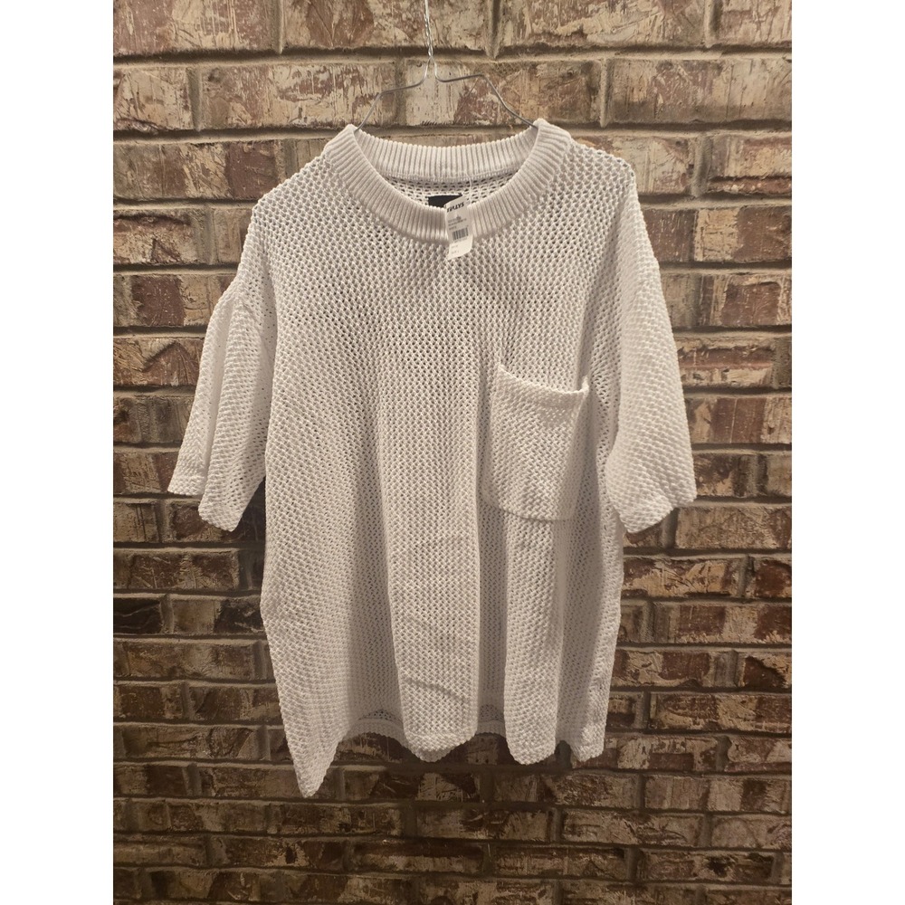 RSQ‎ Mens White Knit Short Sleeve Pocket T-Shirt Oversized Casual Top